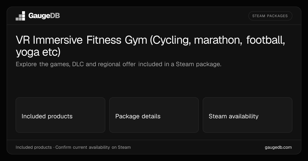 VR Immersive Fitness Gym (Cycling, marathon, football, yoga etc ...